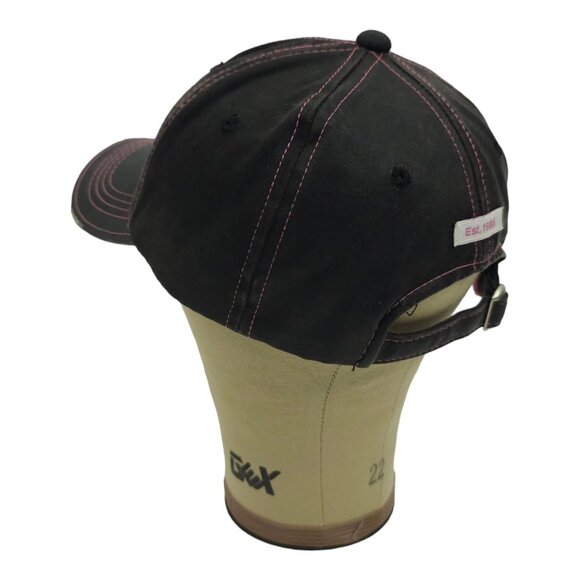 Mossy Oak Black Pink Distressed Tuck Strap Adjustable Cap Trucker Baseball Hat - Picture 12 of 13